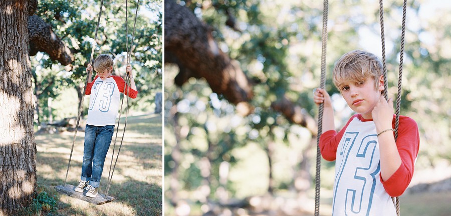 Live oak tree and oak swing for family session.