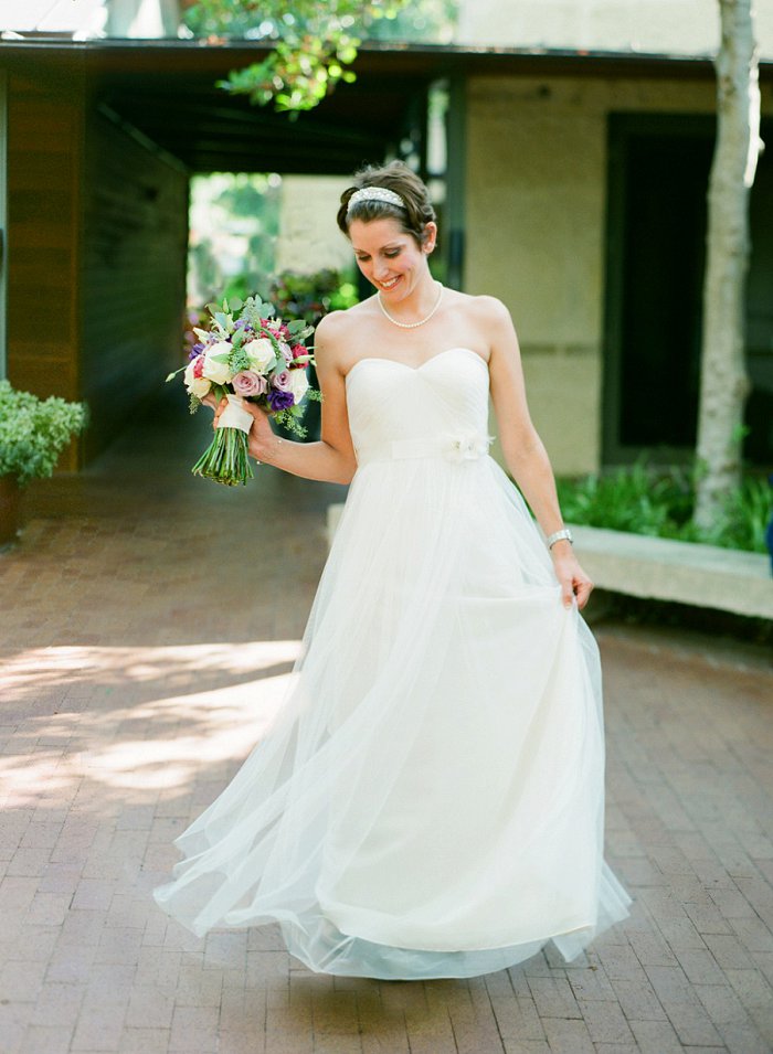 Bride in Jenny Yoo dress at Dallas Arboretum.