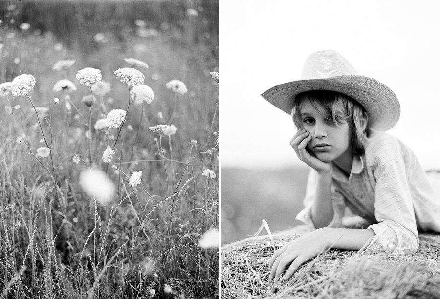 Dallas film photographer, Jenny McCann, in wildflower field.