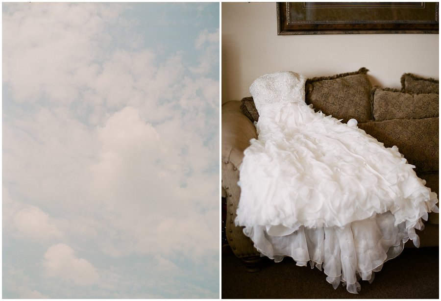 Fluffy clouds on fuji 400h and wedding dress.