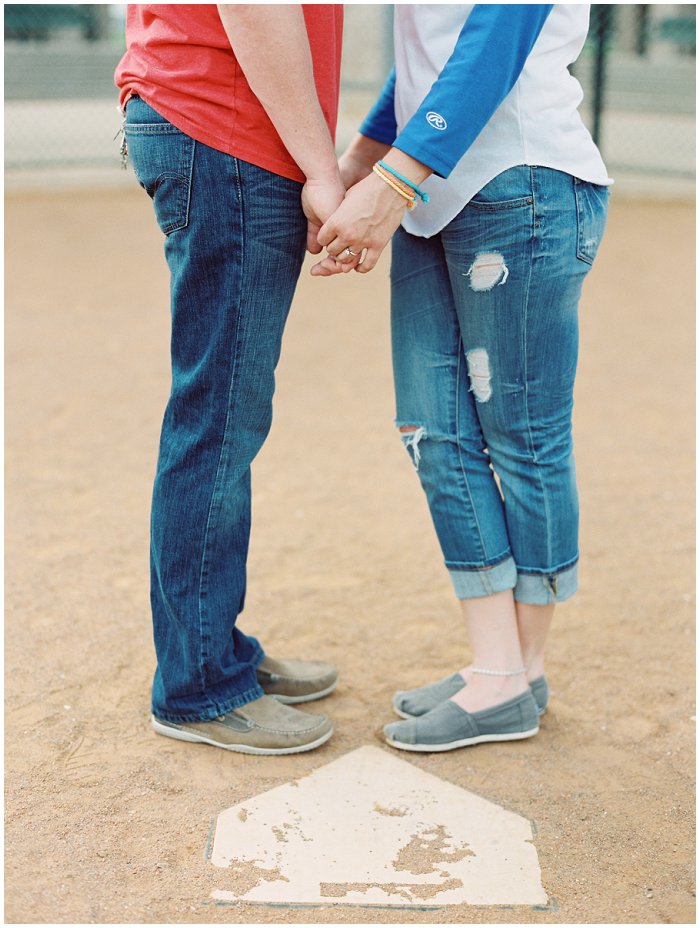Dallas engagement session with a baseball theme.